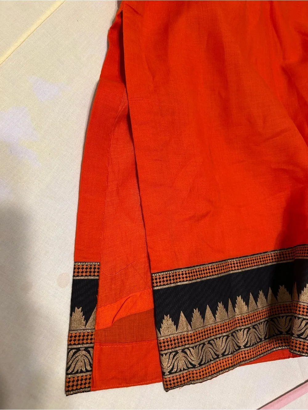 Orange Embroidered Short Sleeve Tunic - Unbranded